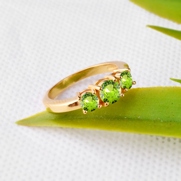 Peridot Gemstone Solid 14k Yellow Gold Ring