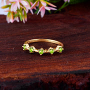 Peridot Gemstone Solid 14k Yellow Gold Ring