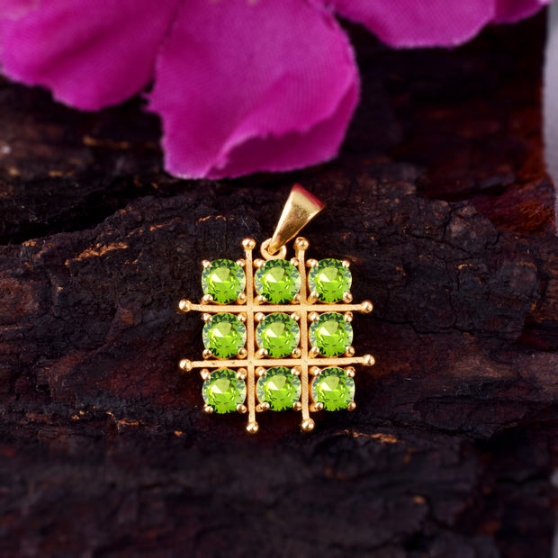 Peridot Gemstone Solid 14k Yellow Gold Pendant