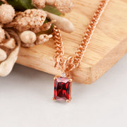 Garnet Gemstone & Diamond Solid 14k Rose Gold Pendant