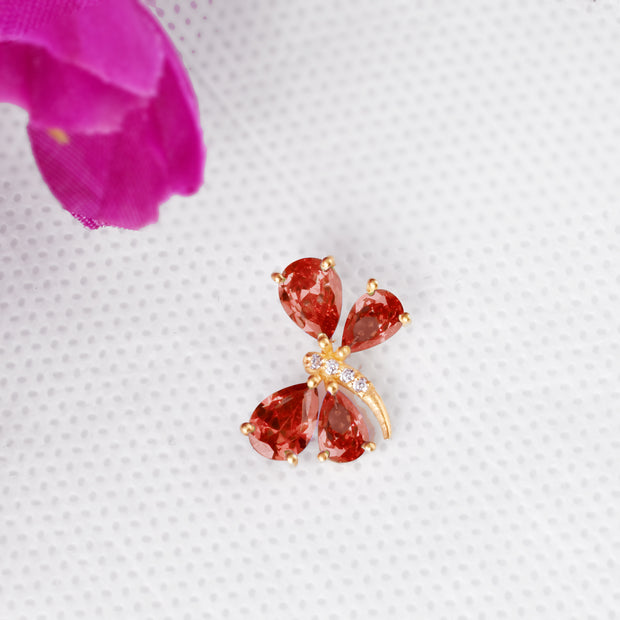 Garnet Gemstone & Diamond Solid 14k Yellow Gold Pendant