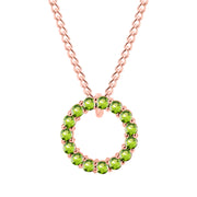 Peridot Gemstone Solid 14k Rose Gold Round Ring Pendant
