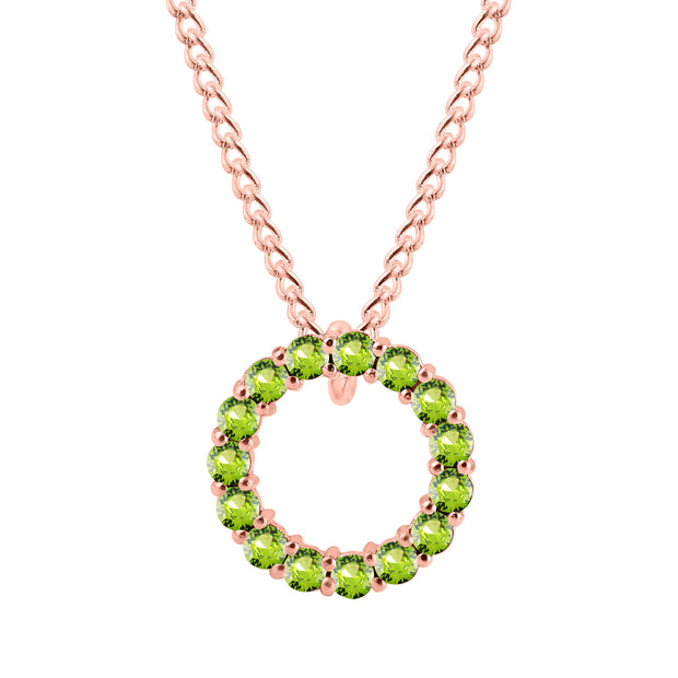 Peridot Gemstone Solid 14k Rose Gold Round Ring Pendant