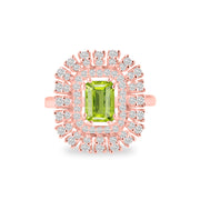 Peridot Gemstone & Diamond Solid 14k Rose Gold Ring