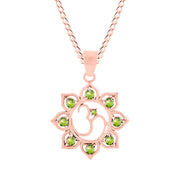 Peridot Gemstone Solid 14k Rose Gold OM Pendant