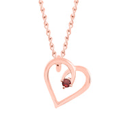 Garnet Gemstone Solid 14k Rose Gold Heart Pendant