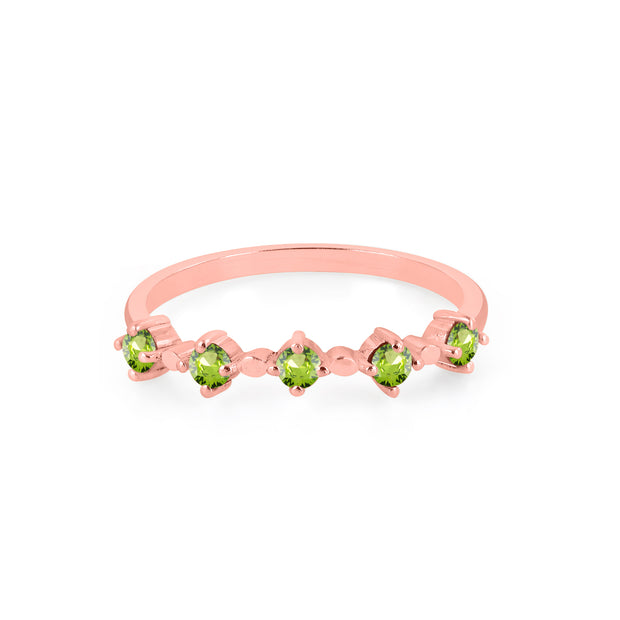 Peridot Gemstone Solid 14k Rose Gold Ring