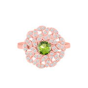 Peridot Gemstone & Diamond Solid 14k Rose Gold Ring