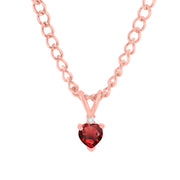 Garnet Gemstone & Diamond Solid 14k Rose Gold Pendant
