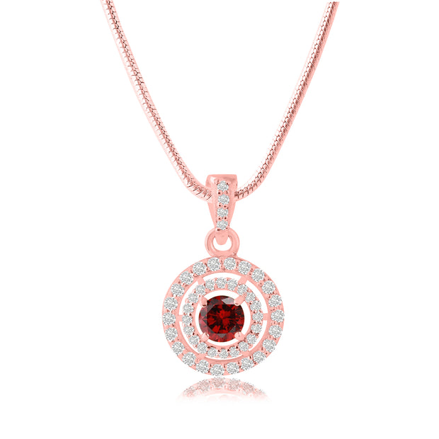 Garnet Gemstone Solid 14k Rose Gold Pendant