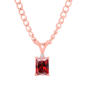Garnet Gemstone & Diamond Solid 14k Rose Gold Pendant