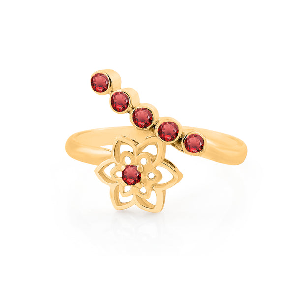 Garnet Gemstone Solid 14k Yellow Gold Ring