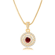 Garnet Gemstone Solid 14k Yellow Gold Pendant