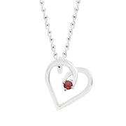 Garnet Gemstone Solid 925 Sterling Silver Heart Pendant