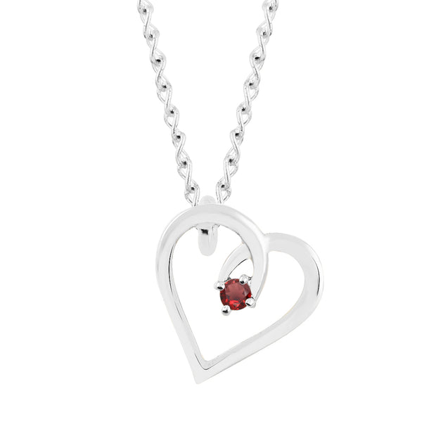 Garnet Gemstone Solid 925 Sterling Silver Heart Pendant