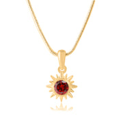 Garnet Gemstone Solid 14k Yellow Gold Pendant