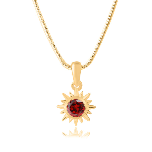 Garnet Gemstone Solid 14k Yellow Gold Pendant