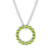 Peridot Gemstone Solid 925 Sterling Silver Round Ring Pendant