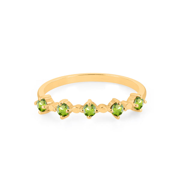 Peridot Gemstone Solid 14k Yellow Gold Ring