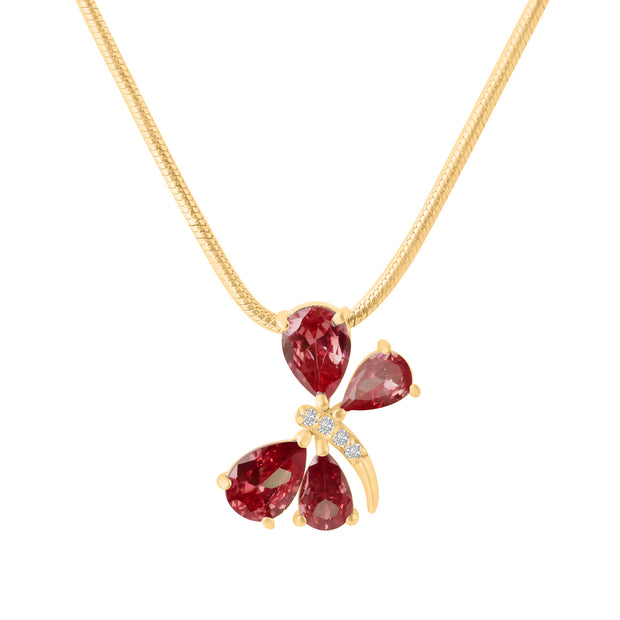 Garnet Gemstone & Diamond Solid 14k Yellow Gold Pendant