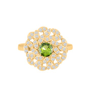Peridot Gemstone & Diamond Solid 14k Yellow Gold Ring