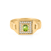 Peridot Gemstone & Diamond Solid 14k Yellow Gold Ring