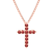Garnet Gemstone Solid 14k Rose Gold Cross Pendant