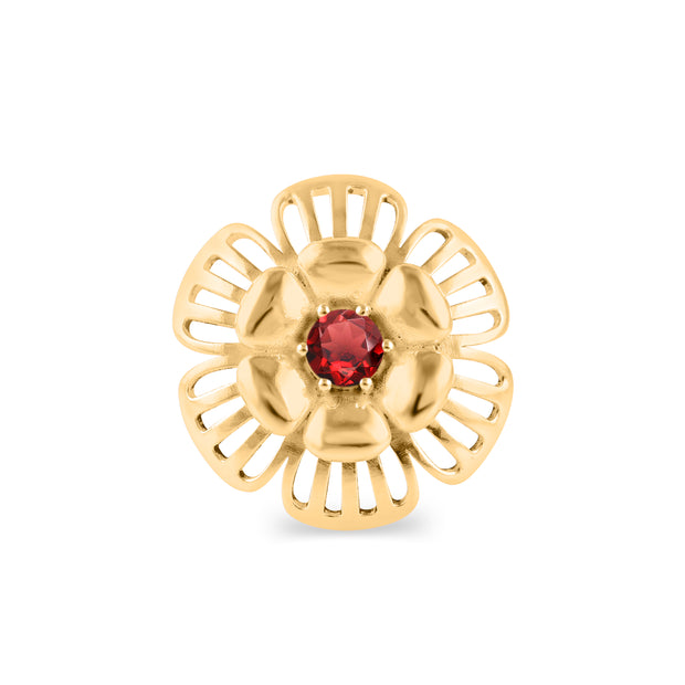 Garnet Gemstone Solid 14k Yellow Gold Ring