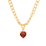 Garnet Gemstone & Diamond Solid 14k Yellow Gold Pendant