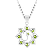 Peridot Gemstone Solid 925 Sterling Silver OM Pendant