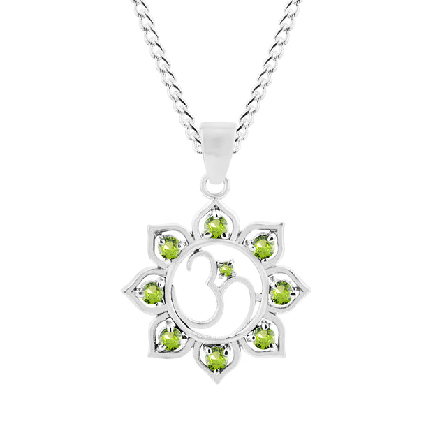 Peridot Gemstone Solid 925 Sterling Silver OM Pendant