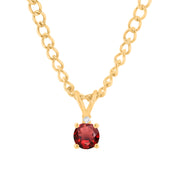 Garnet Gemstone & Diamond Solid 14k Yellow Gold Pendant