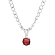 Garnet Gemstone & Diamond Solid 925 Sterling Silver Pendant