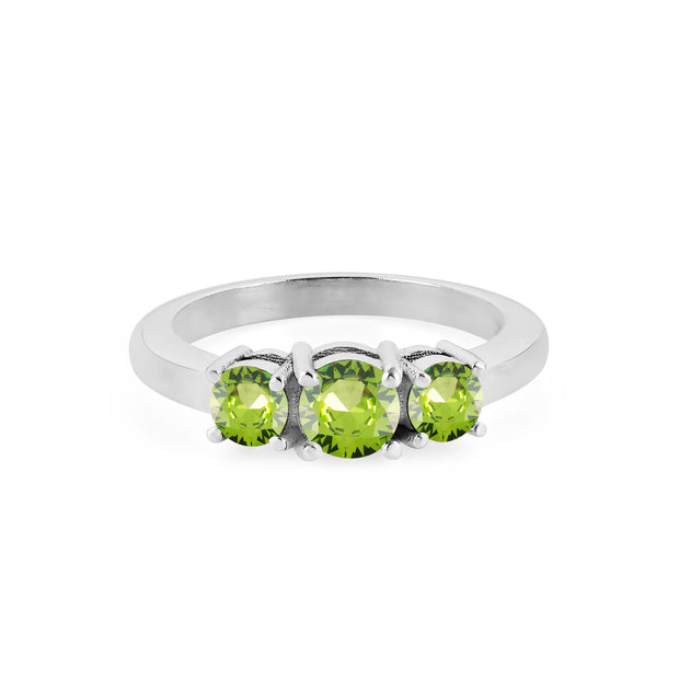 Peridot Gemstone Solid 14k White Gold Ring
