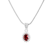Garnet Gemstone Solid 925 Sterling Silver Pendant