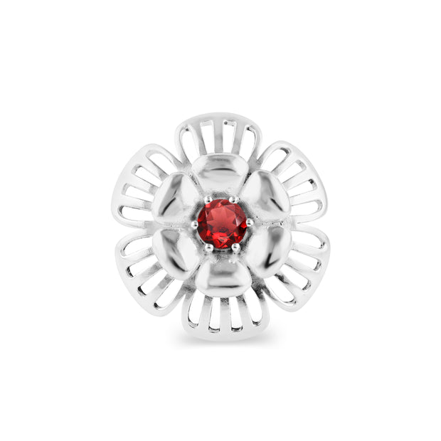 Garnet Gemstone Solid 14k White Gold Ring