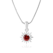 Garnet Gemstone Solid 925 Sterling Silver Pendant