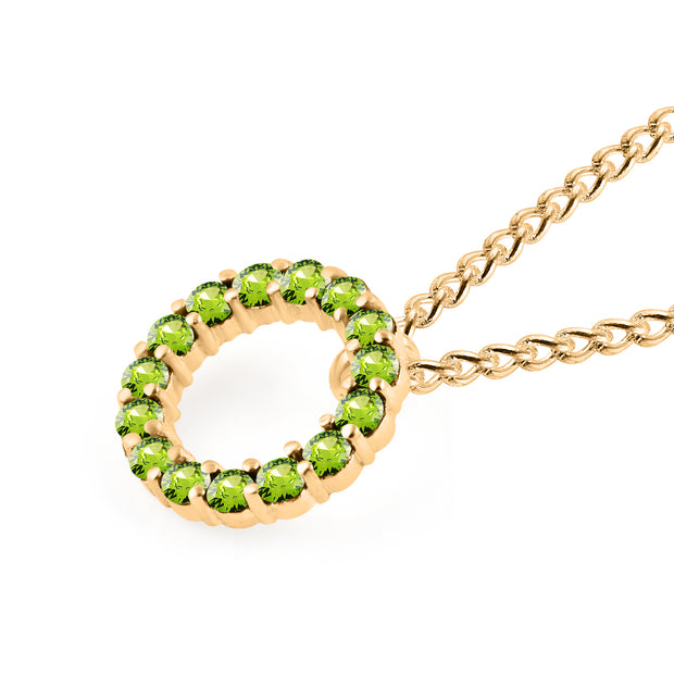 Peridot Gemstone Solid 14k Yellow Gold Round Ring Pendant
