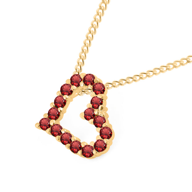 Garnet Gemstone Solid 14k Yellow Gold Heart Pendant