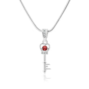 Garnet Gemstone & Diamond Solid 925 Sterling Silver Pendant