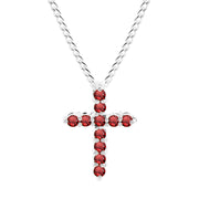 Garnet Gemstone Solid 925 Sterling Silver Cross Pendant