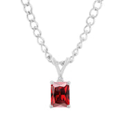 Garnet Gemstone & Diamond Solid 14k White Gold Pendant