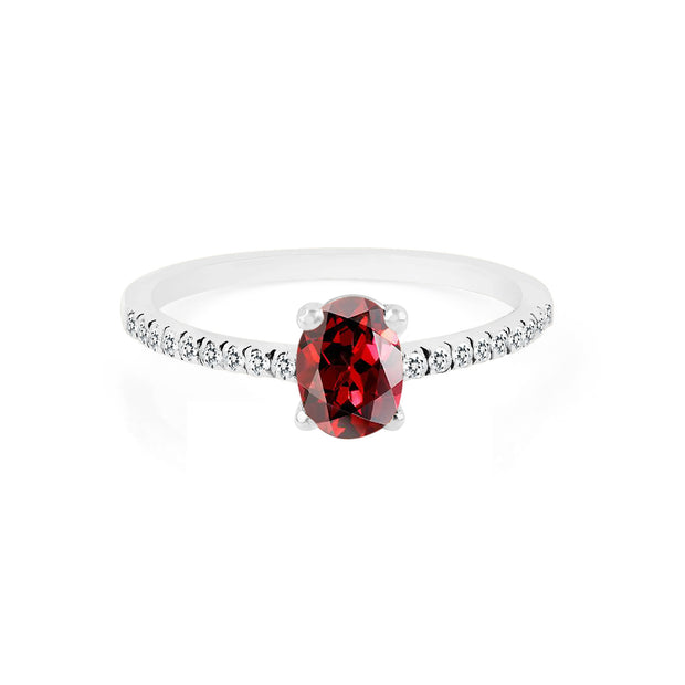 Garnet Gemstone Solid 925 Sterling Silver Ring