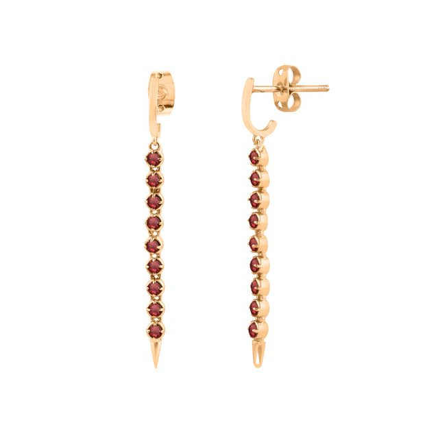 Garnet Gemstone Solid 14k Yellow Gold Screw Back Earring