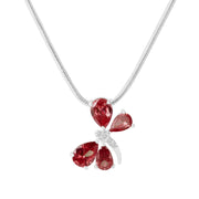 Garnet Gemstone & Diamond Solid 925 Sterling Silver Pendant