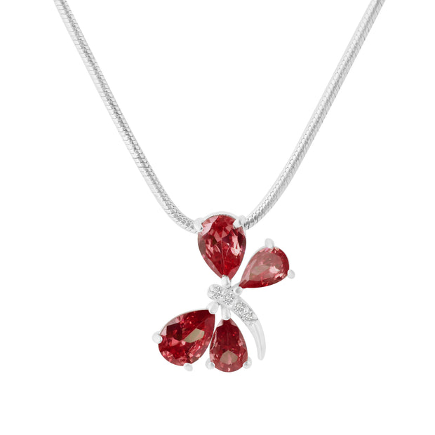 Garnet Gemstone & Diamond Solid 925 Sterling Silver Pendant