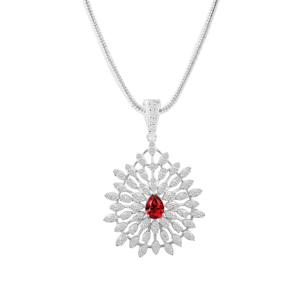 Garnet Gemstone Solid 925 Sterling Silver Pendant