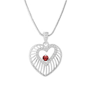 Garnet Gemstone & Diamond Solid 925 Sterling Silver Pendant