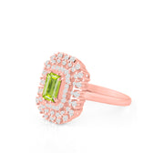 Peridot Gemstone & Diamond Solid 14k Rose Gold Ring