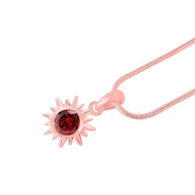Garnet Gemstone Solid 14k Rose Gold Pendant